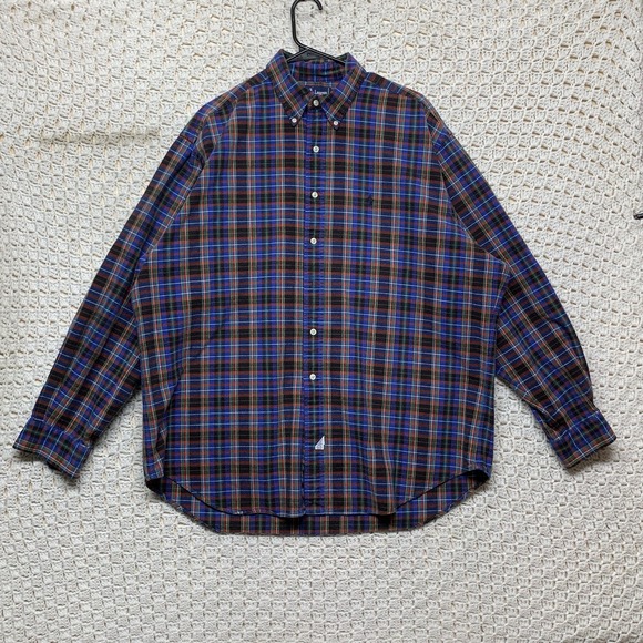 Vtg Ralph Lauren Napkin Feel Shirt Men's XL Pony Blue Red Green Plaid 100%Cotton - Picture 1 of 10